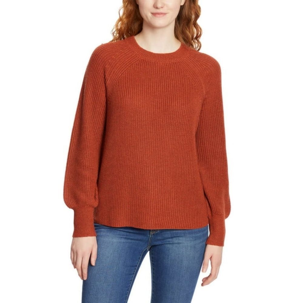 Jessica Simpson Women's Orange Bell Sleeve Soft Rib Knit Relaxed Fit Sweater Top
